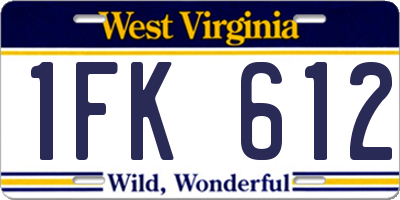 WV license plate 1FK612