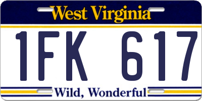 WV license plate 1FK617
