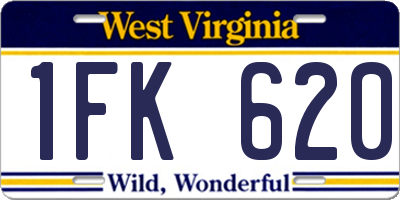 WV license plate 1FK620