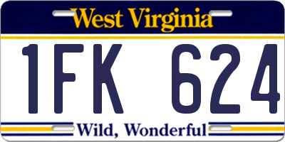 WV license plate 1FK624
