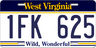 WV license plate 1FK625