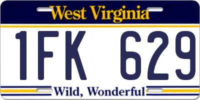 WV license plate 1FK629