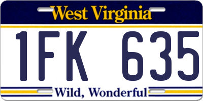 WV license plate 1FK635