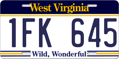 WV license plate 1FK645