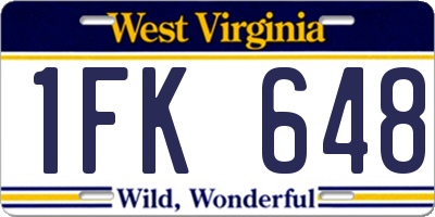 WV license plate 1FK648
