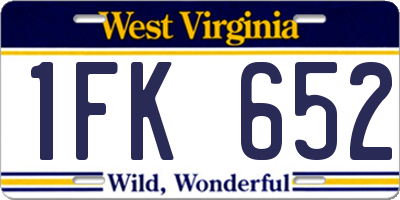 WV license plate 1FK652