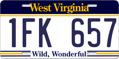 WV license plate 1FK657