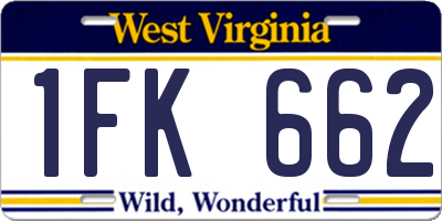 WV license plate 1FK662
