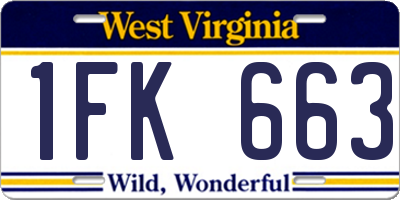 WV license plate 1FK663
