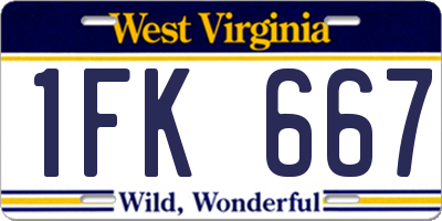 WV license plate 1FK667