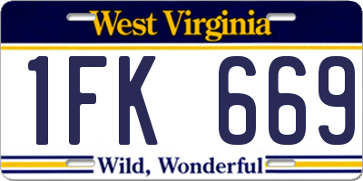 WV license plate 1FK669