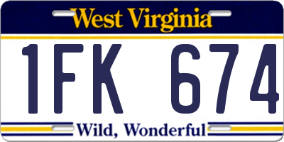 WV license plate 1FK674