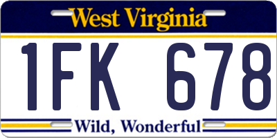 WV license plate 1FK678