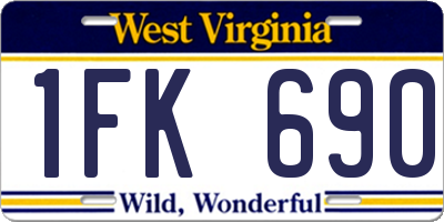 WV license plate 1FK690