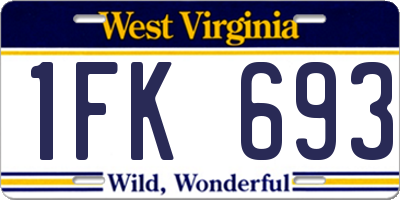 WV license plate 1FK693