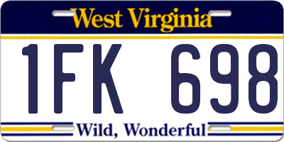 WV license plate 1FK698