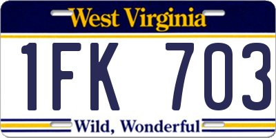 WV license plate 1FK703