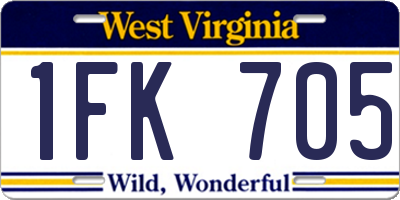 WV license plate 1FK705