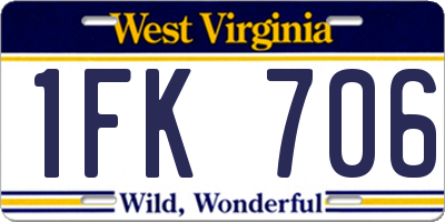 WV license plate 1FK706