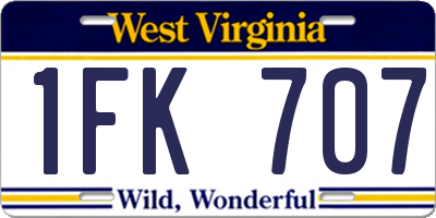 WV license plate 1FK707