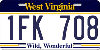 WV license plate 1FK708