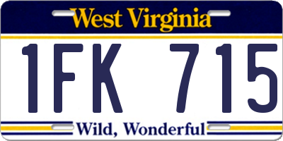 WV license plate 1FK715