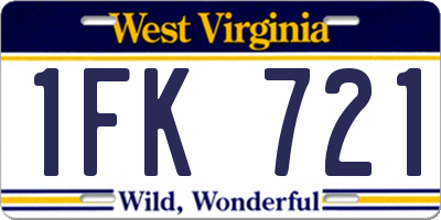 WV license plate 1FK721