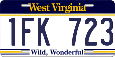 WV license plate 1FK723