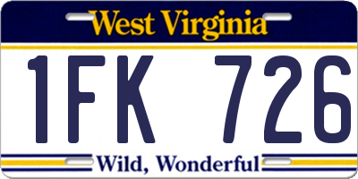 WV license plate 1FK726