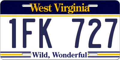 WV license plate 1FK727