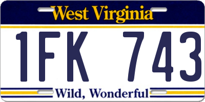 WV license plate 1FK743