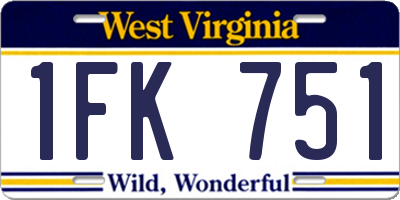 WV license plate 1FK751
