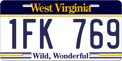 WV license plate 1FK769