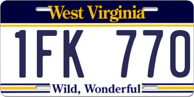 WV license plate 1FK770
