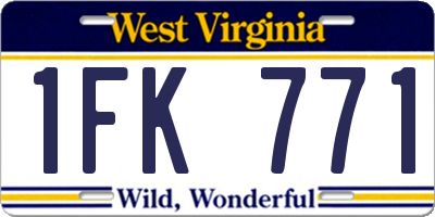 WV license plate 1FK771