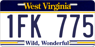 WV license plate 1FK775