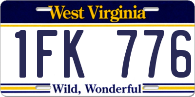 WV license plate 1FK776