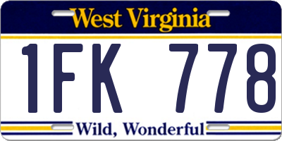 WV license plate 1FK778
