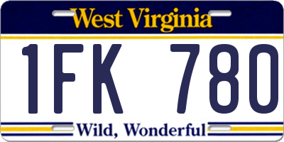 WV license plate 1FK780