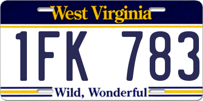 WV license plate 1FK783
