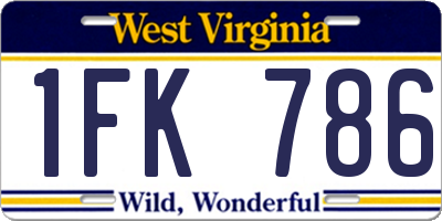 WV license plate 1FK786