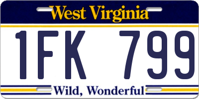 WV license plate 1FK799