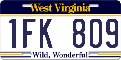 WV license plate 1FK809