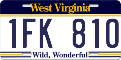WV license plate 1FK810
