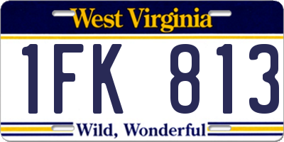 WV license plate 1FK813