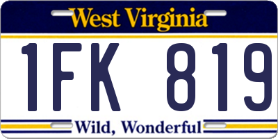WV license plate 1FK819
