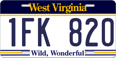WV license plate 1FK820