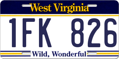 WV license plate 1FK826