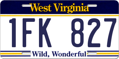 WV license plate 1FK827