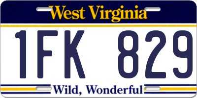 WV license plate 1FK829